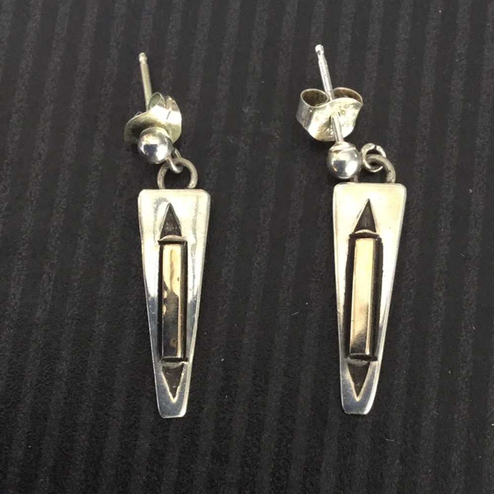 Native American M.M. Rogers gold & silver earrings